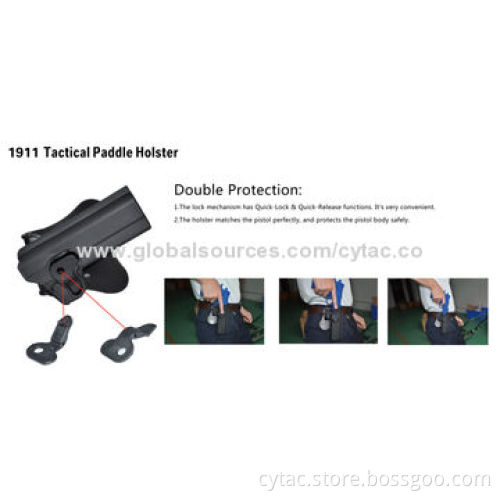 Tactical 1911 Pistol Holster with Paddle Platform in Black Color